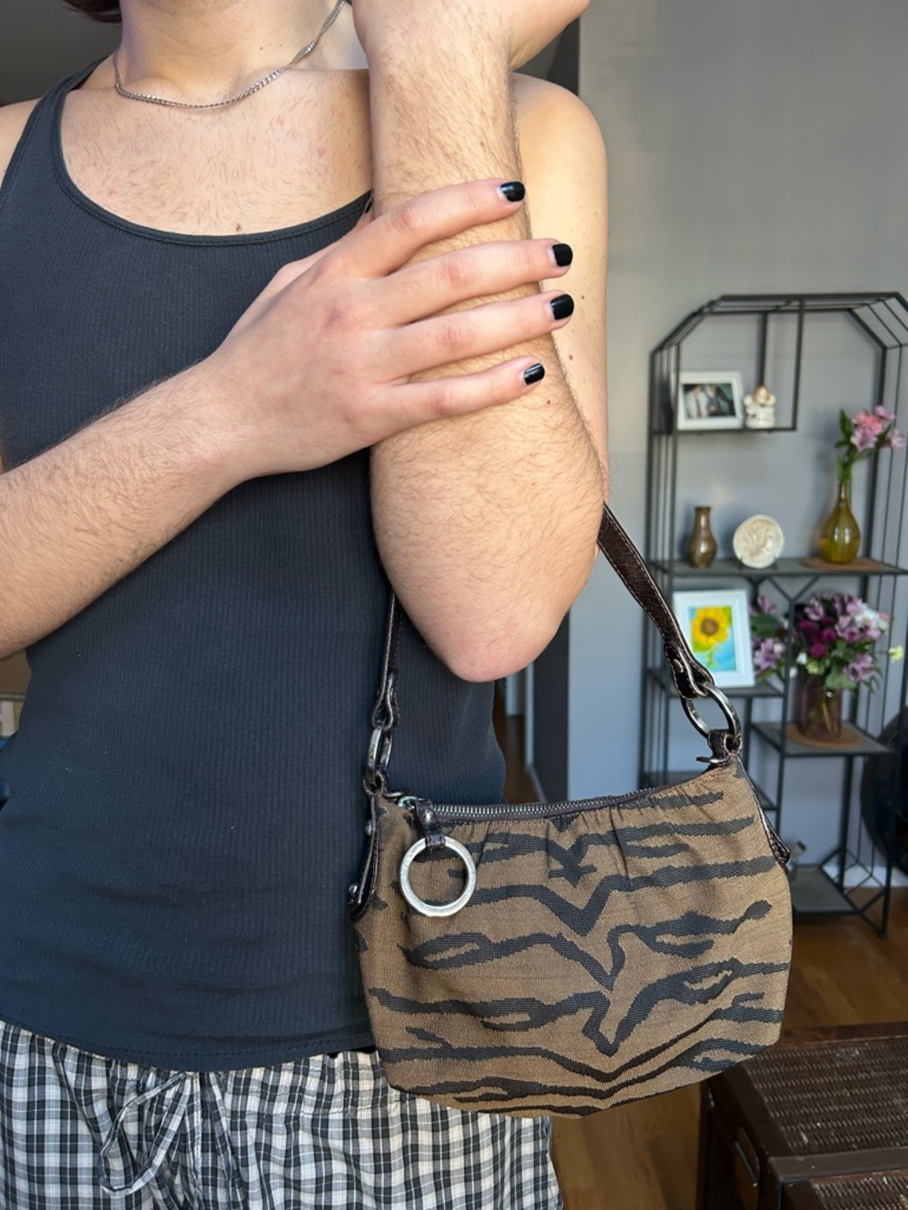 Fendi Brown and Black Hobo Bag Chef Style mini zebra print - Picture 16 of 16